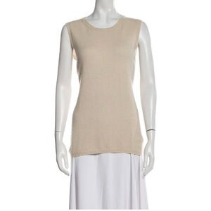 Agnona peach beige cashmere and silk sleeveless top SZ L IT 46